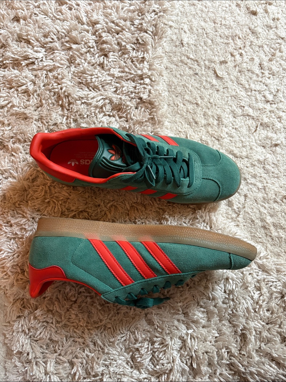 adidas Men’s Teal Suede Sneakers with Orange Stripes